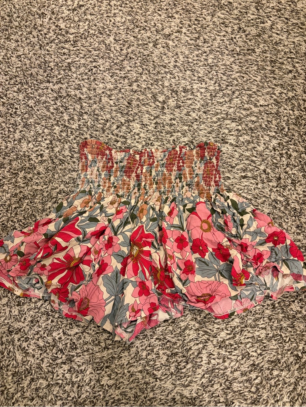 NATURAL LIFE Pink Floral High-Waist Smocked Shorts